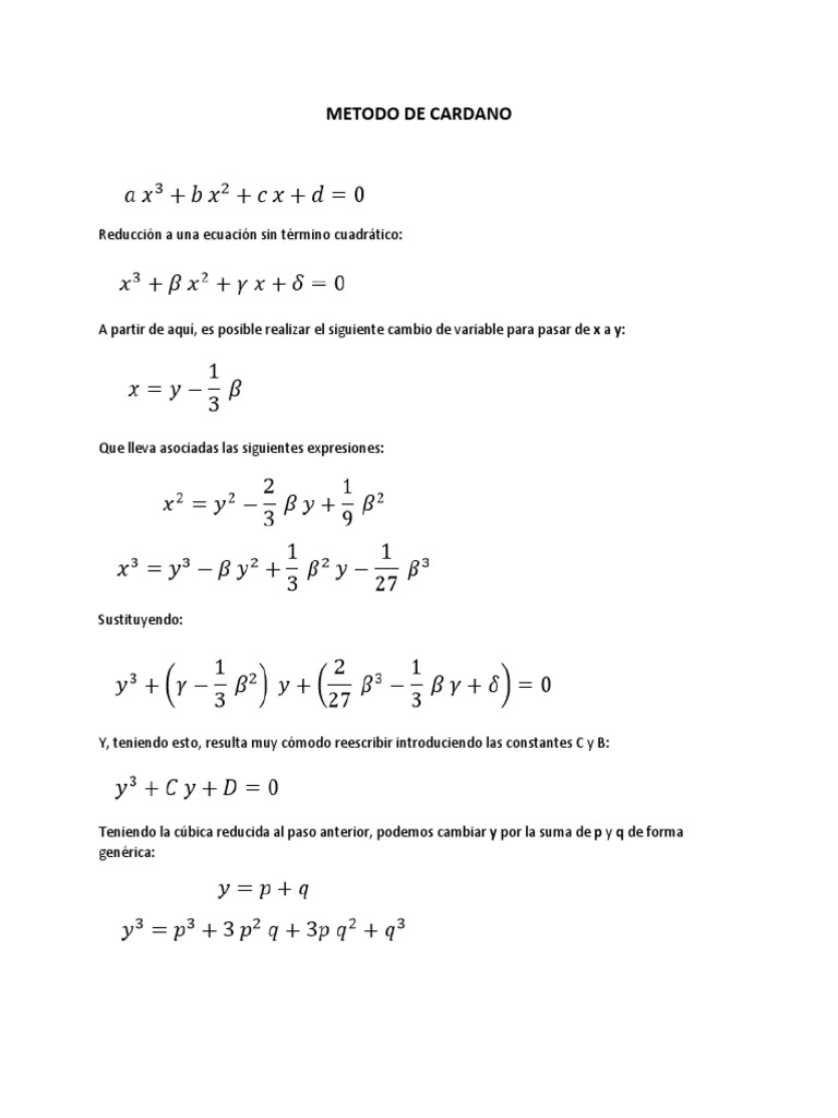 Metodo de Cardano | PDF | Métodos y materiales de enseñanza