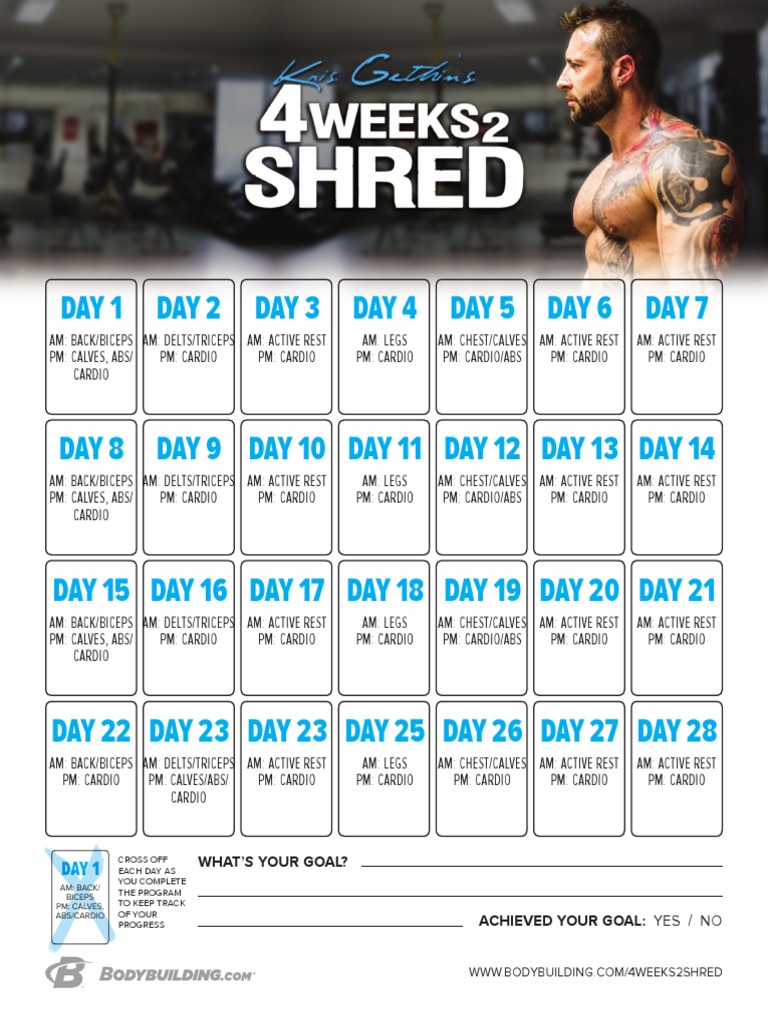 4 Weeks to Shred Workout Plan | PDF