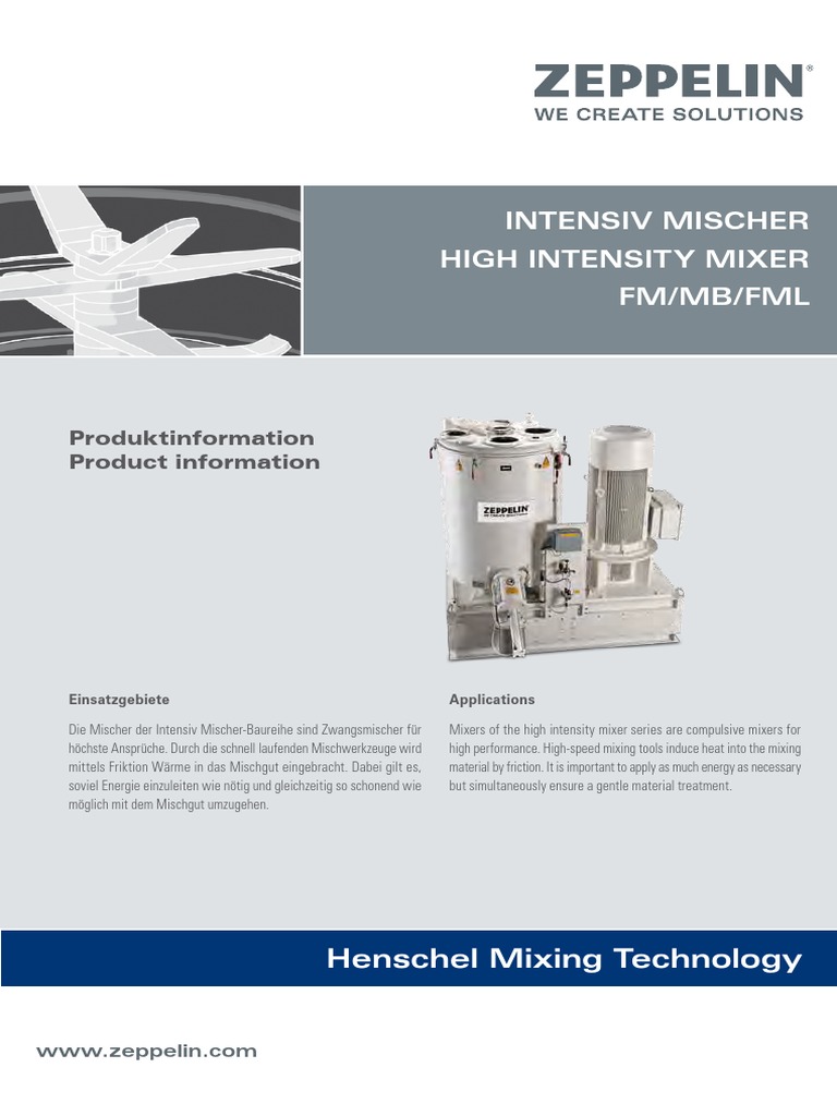 Zeppelin Henschel Intensiv Prozess Labor Mischer High Intensity Process ...
