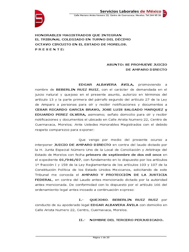 Amparo Directo | PDF | Caso de ley | Debido al proceso