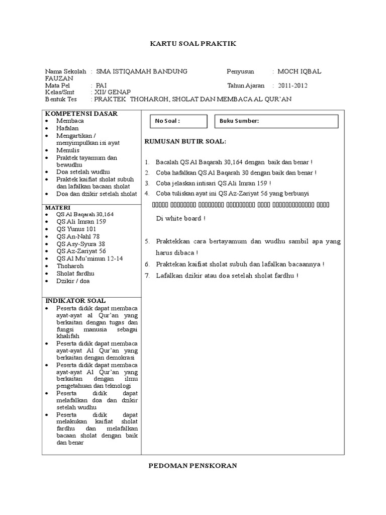 Kartu Soal Praktik