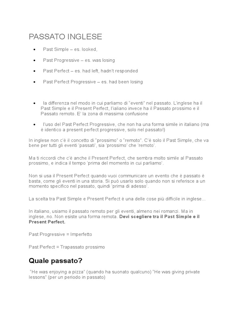 Passato Inglese