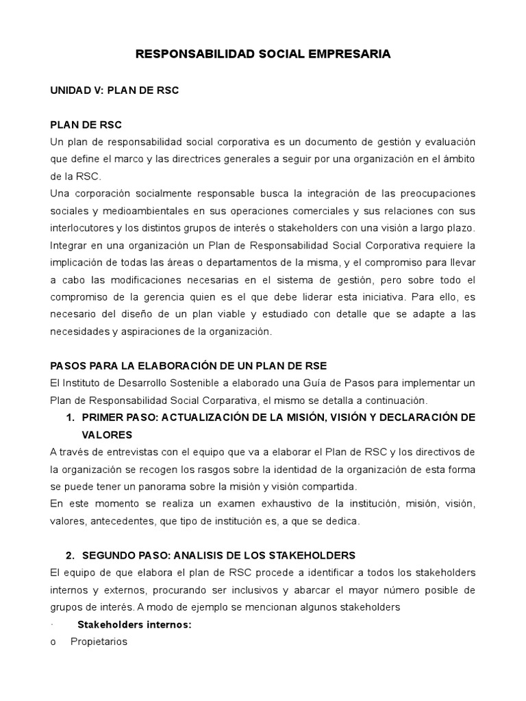 Guía para un Plan de RSC Efectivo | PDF | Responsabilidad social ...