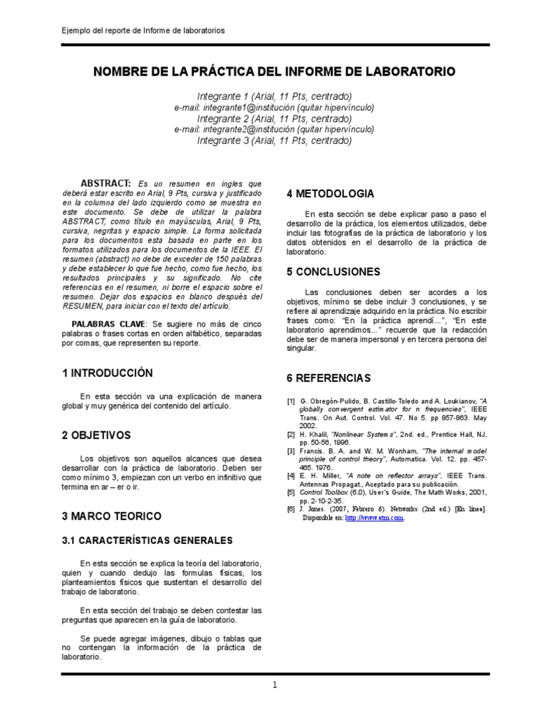 Ejemplo Informe IEEE | PDF | Ciencia cognitiva | Science