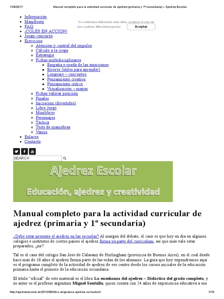 Manual Completo para La Actividad Curricular de Ajedrez (Primaria y 1º ...