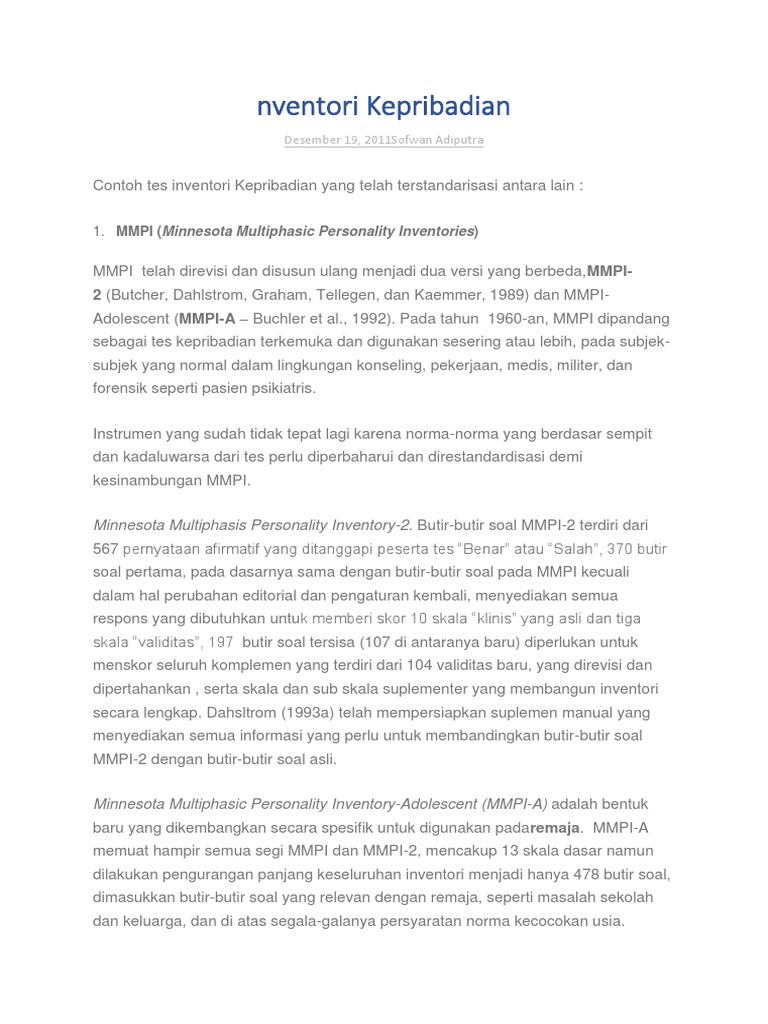 Tes Inventori Kepribadian