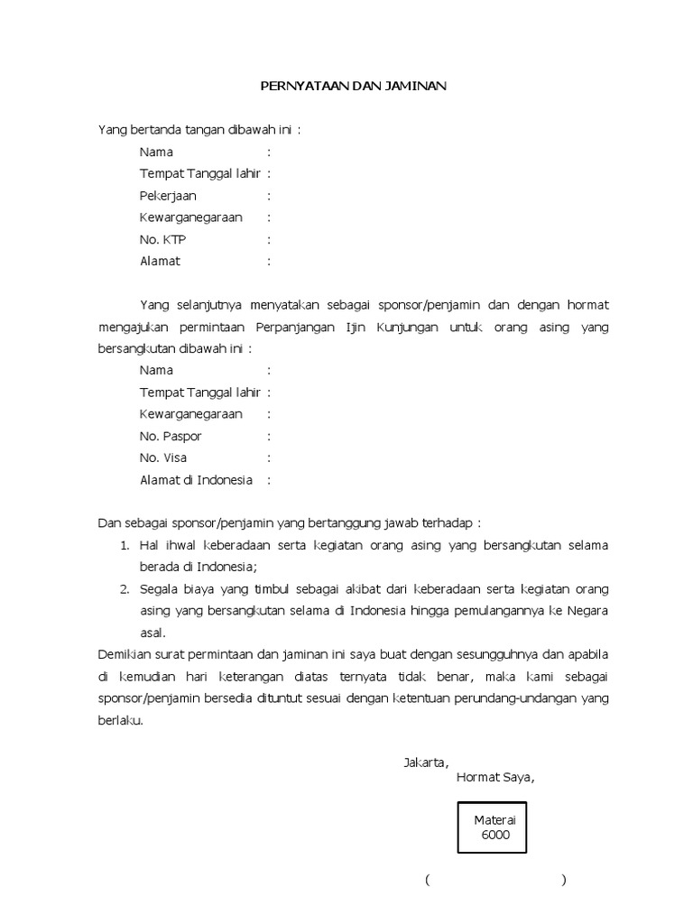Contoh Surat Kuasa Perpanjangan Visa Download Kumpulan Gambar