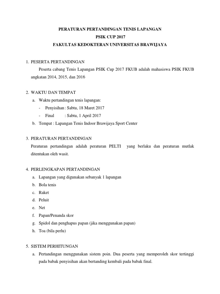 SOP Tenis Lapangan | PDF