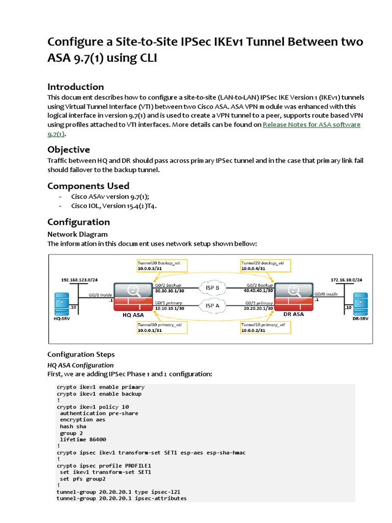 Configure A Site-To-Site UsingVTI On ASA | PDF | Computer Security |  Security