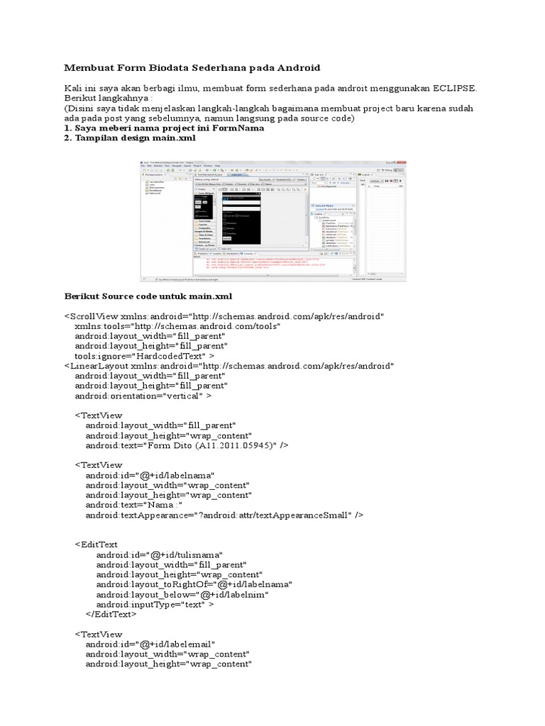 Membuat Form Biodata Sederhana Pada Android | PDF