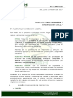 Carta de Presentación Empresarial Emsh Ingenieria y Construccion E.I.R.L.