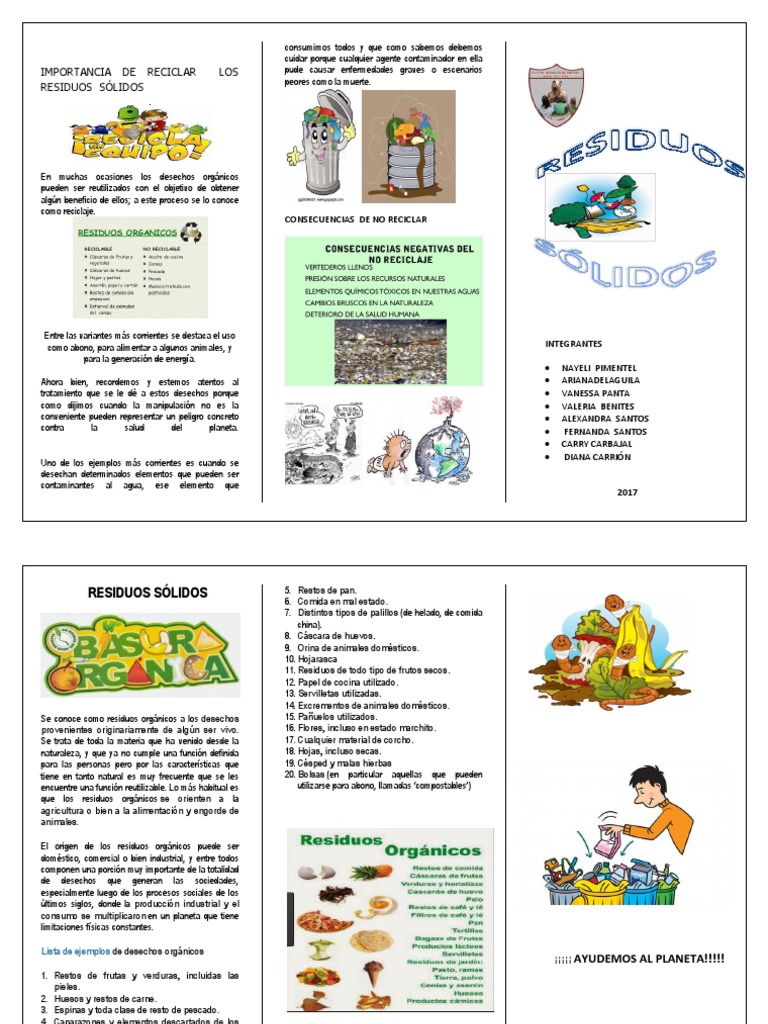 Tríptico sobre Residuos Sólidos y Reciclaje | PDF | Residuos | Reciclaje