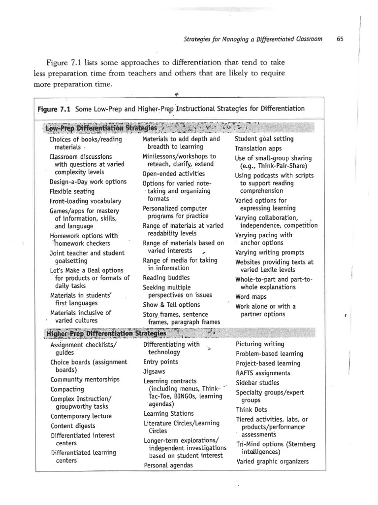 Low-High Prep Differentiation Strategies | PDF