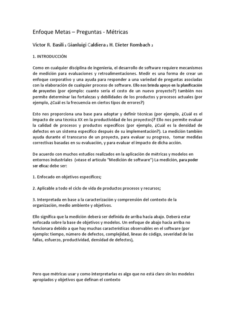 Enfoque de Metas | PDF | Medición | Software