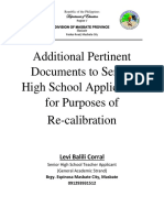 Additional Pertinent Documents To Senior High School Application For Purpose of Re
