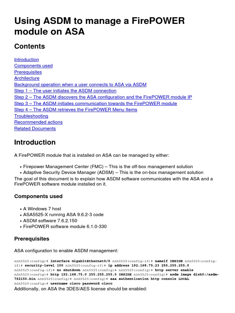 Using ASDM To Manage A FirePOWER Module | PDF | Transmission Control ...