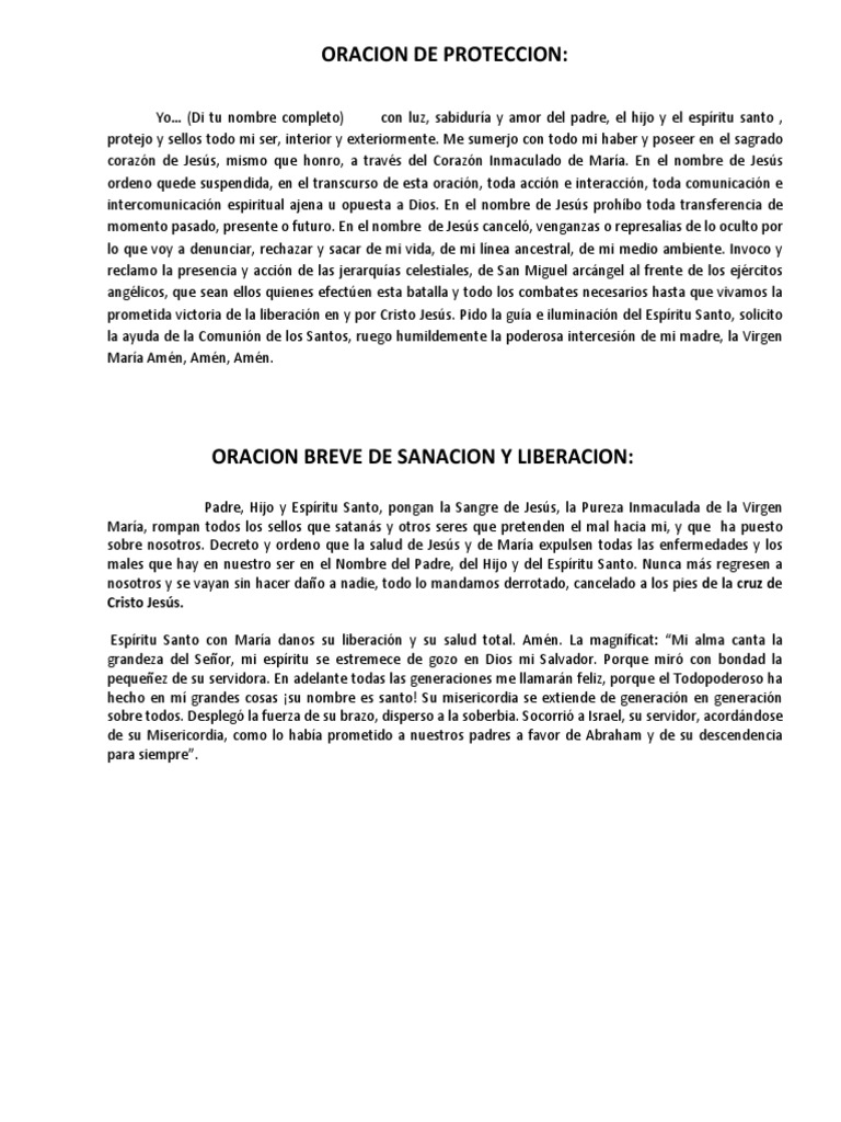 Oraciones de Protección y Sanación | PDF | María, madre de Jesús ...