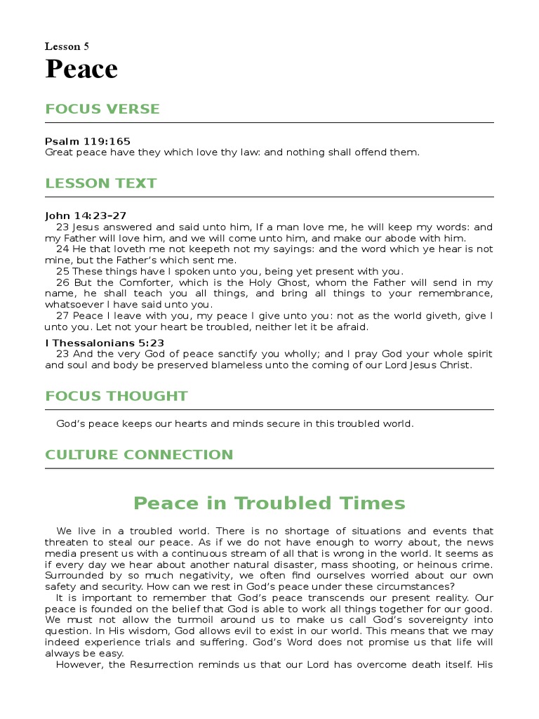 Peace: Peace in Troubled Times | PDF | Gospel Of John | Jesus