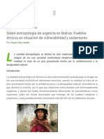 Antropología de Urgencia en Bolivia Pueblos Étnicos en Situación de Vulnerabilidad y Aislamiento