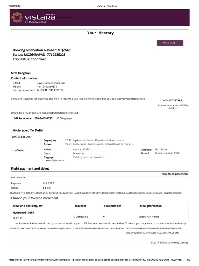 Vistara Confirm Aviation Airlines