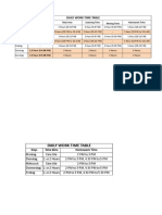 Daily Work Time Table: Days Class Time Total Time Listening Time Writing Time Homework Time - 1.5 Hour (8-9.30 P.M)