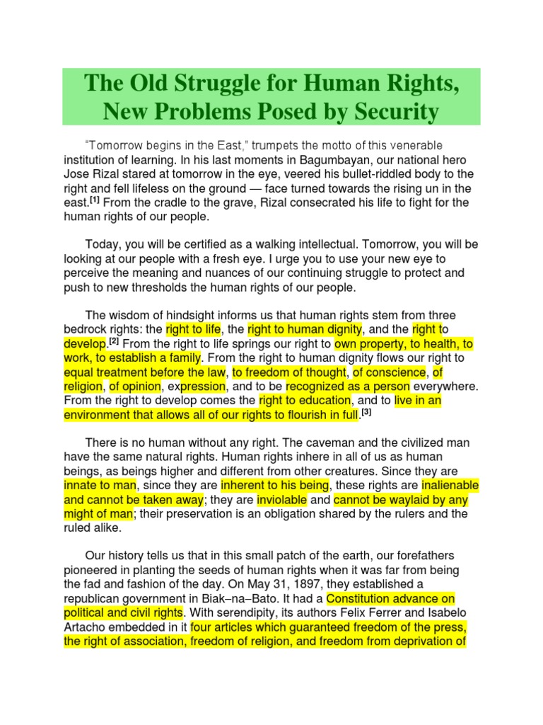 The Old Struggle For Human Rights | PDF | Human Rights | Natural And ...