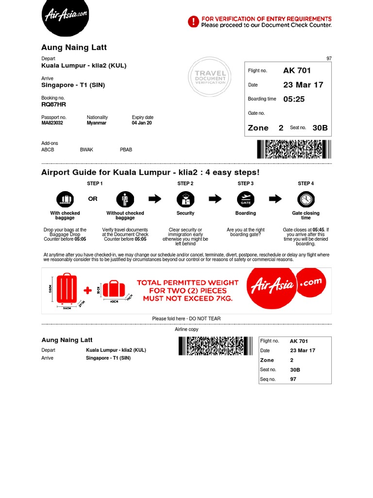 Airasia Checked in With Baggage PDF Aviation Transport