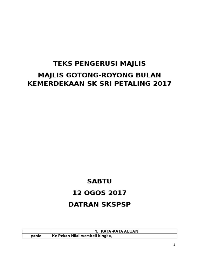 Teks Pengerusi Majlis PDF