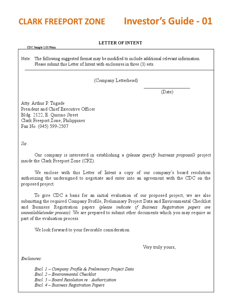Letter Of Intent Pdf
