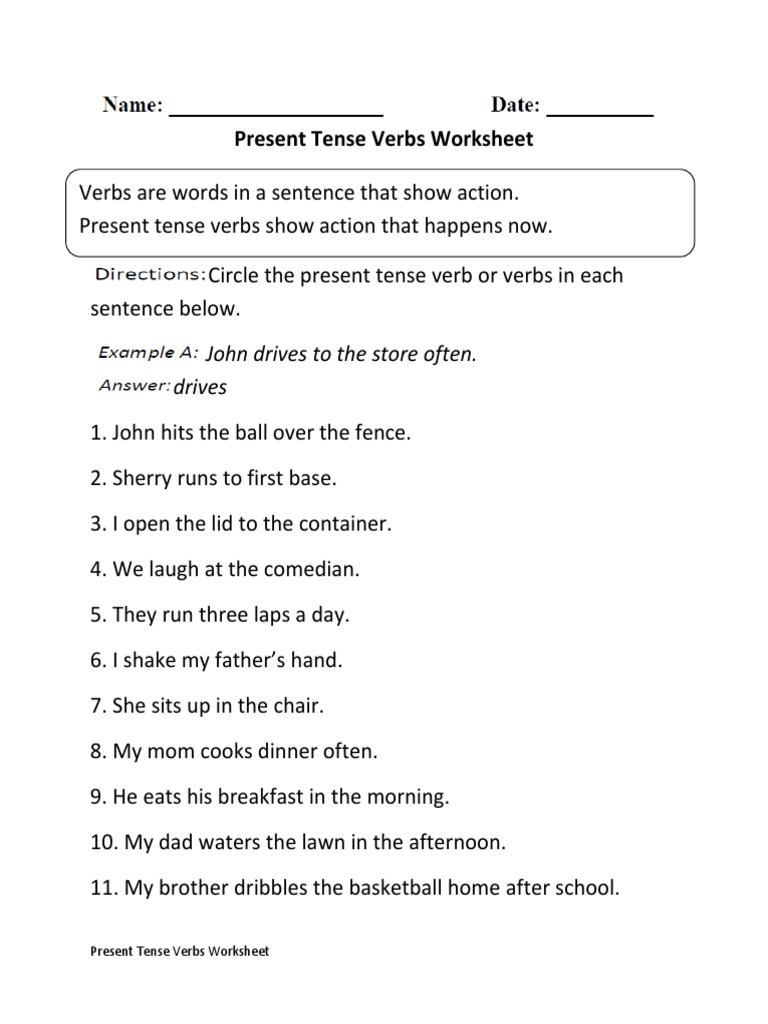 present tense verbspdf