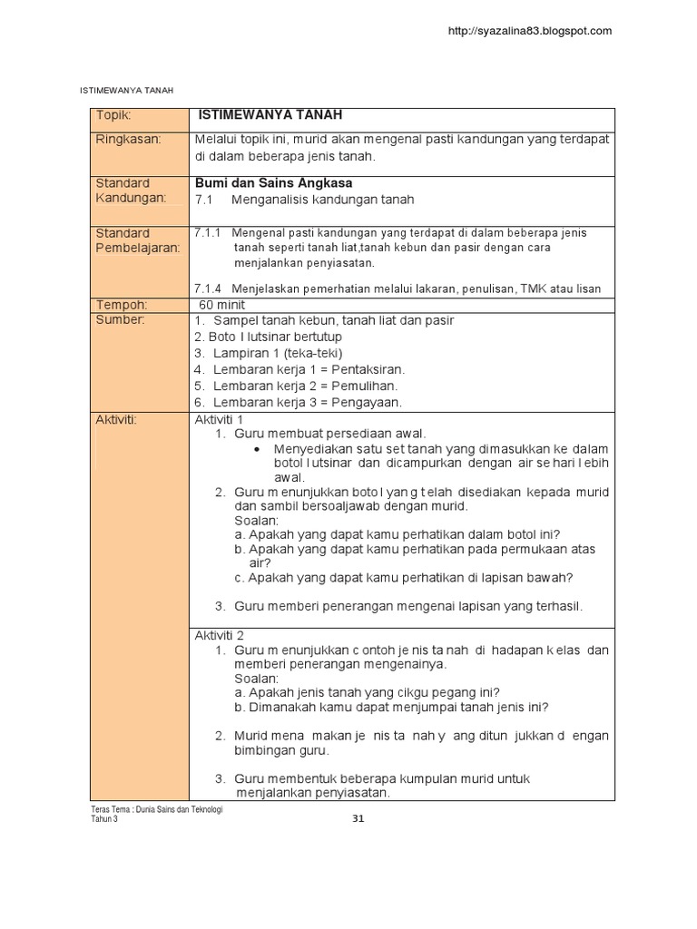 Rph Tahun 3 Kssr Rancangan Mengajar Tahun 3 Dunia Sains Dan Teknologi Pdf Pdf