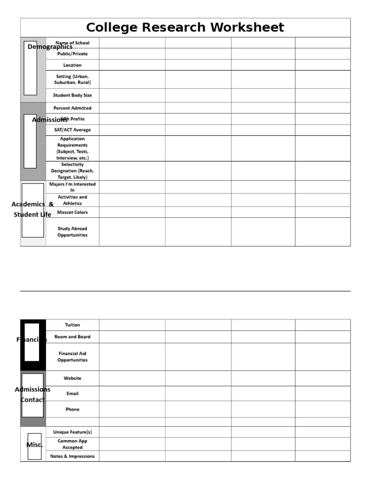 college-research-worksheet-act-test-sat