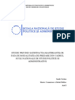 Studiu Privind Satistfactia Masterantilor Fata de Modalitatea de Predare Din Cadrul Scoli Nationale de Studii Politice Si Administrative