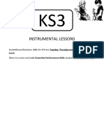 Instrumental Lessons: Ensemble Performance Skills For KS4 Are Tuesday, Thursday and Friday During Late