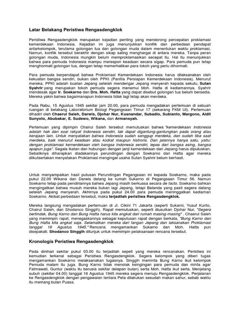 Latar Belakang Peristiwa Rengasdengklok