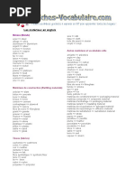 Liste Materiaux en Anglais