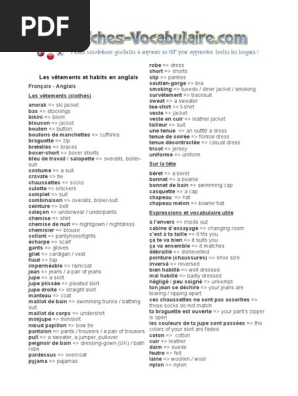 Liste des vêtements en anglais pdf new arrivals