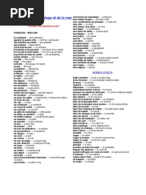 Vocabulaire De La Plage Et De La Mer En Anglais Jeu De Plein Air Sports Individuels