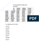 Tablas de Multiplicacion