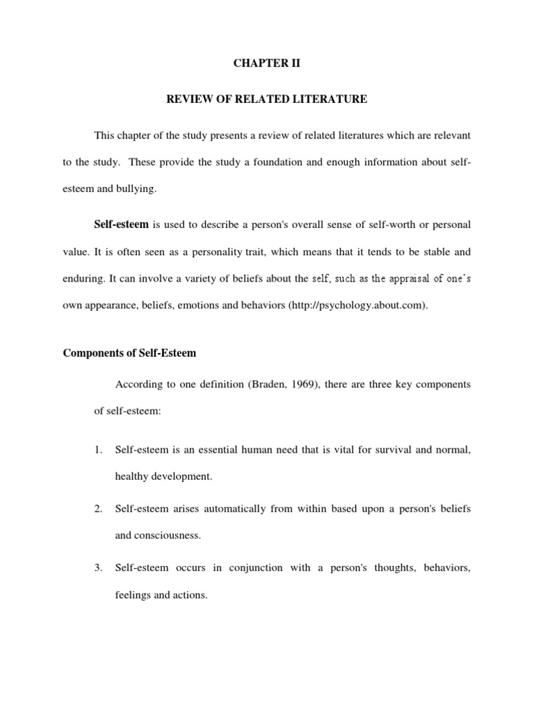 Literature review on self esteem pdf image