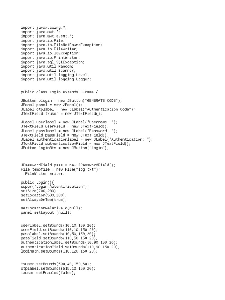 Java Login Authentication UI | PDF | Authentication | Areas Of Computer ...