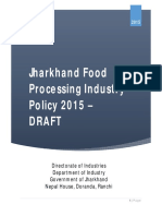 Jharkhand Food Processing Industries Policies 2015 - Draft