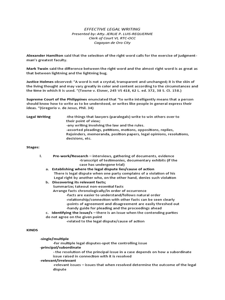 Effective Legal Writing-2 | PDF | Precedent | Argument