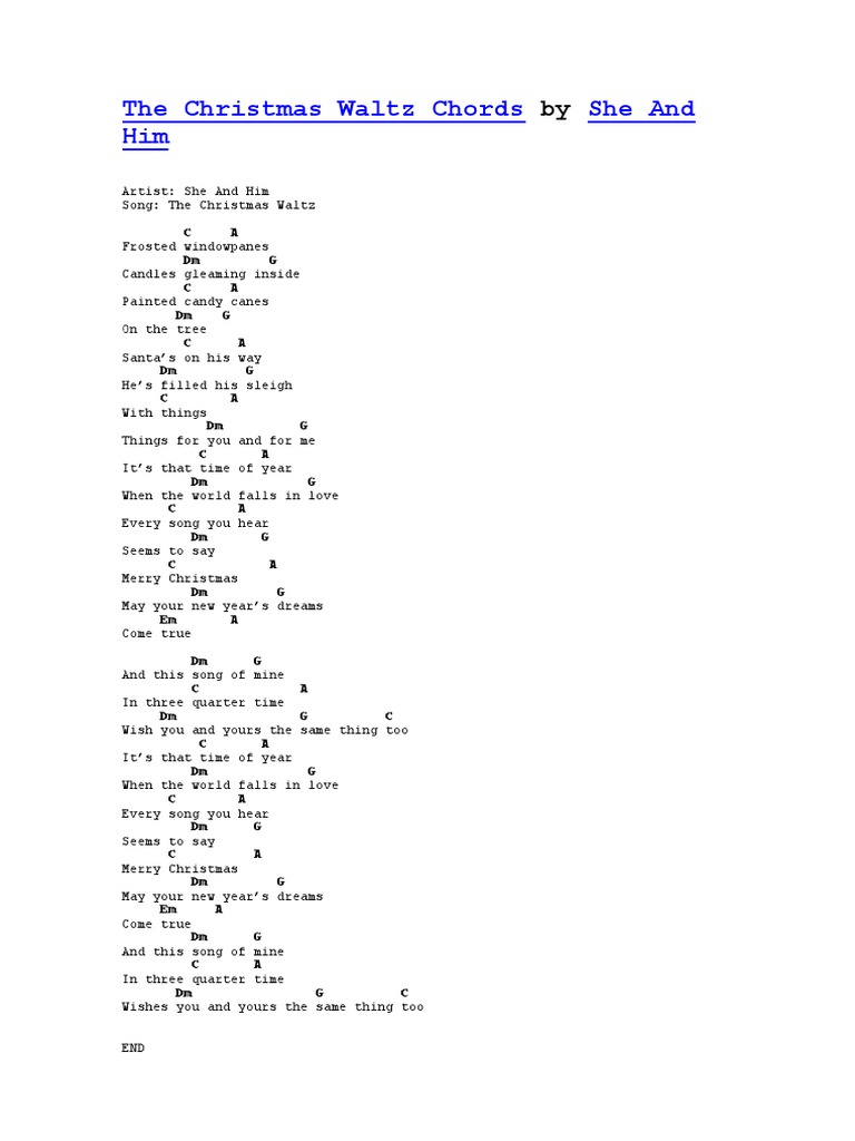 The Christmas Waltz Chords & Lyrics PDF Christmas Traditions