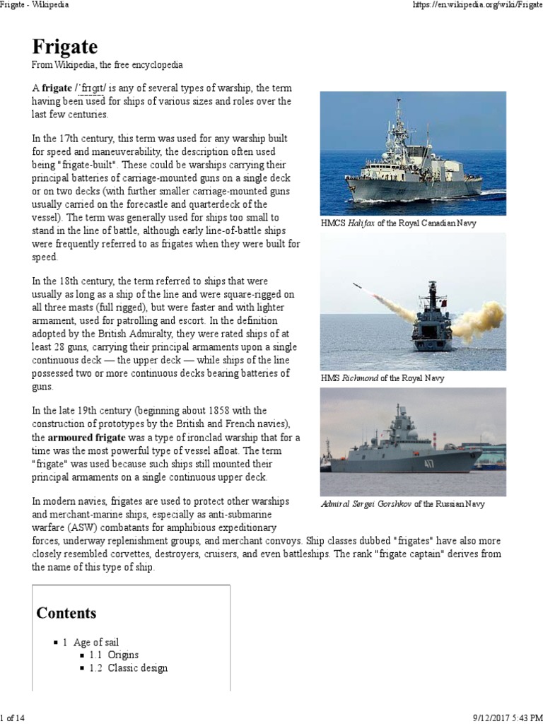 Frigate - Wikipedia | PDF | Frigate | Cruiser