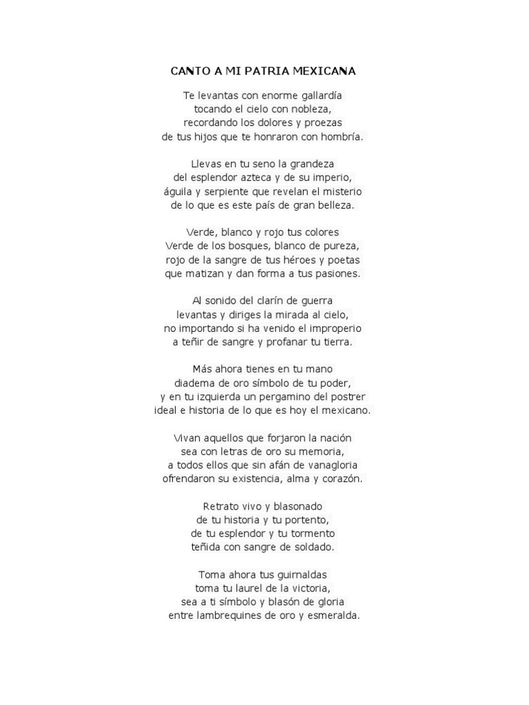 Poema a la Patria Mexicana | PDF | Poesía