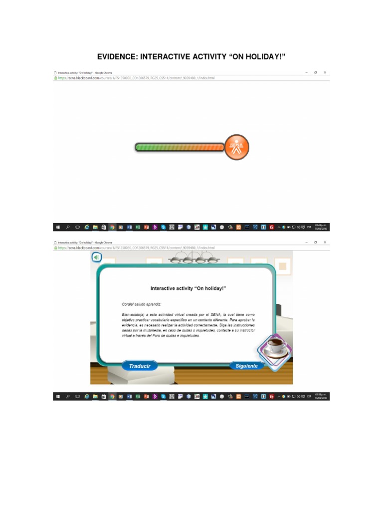 Evidence Interactive Activity “on Holiday!”