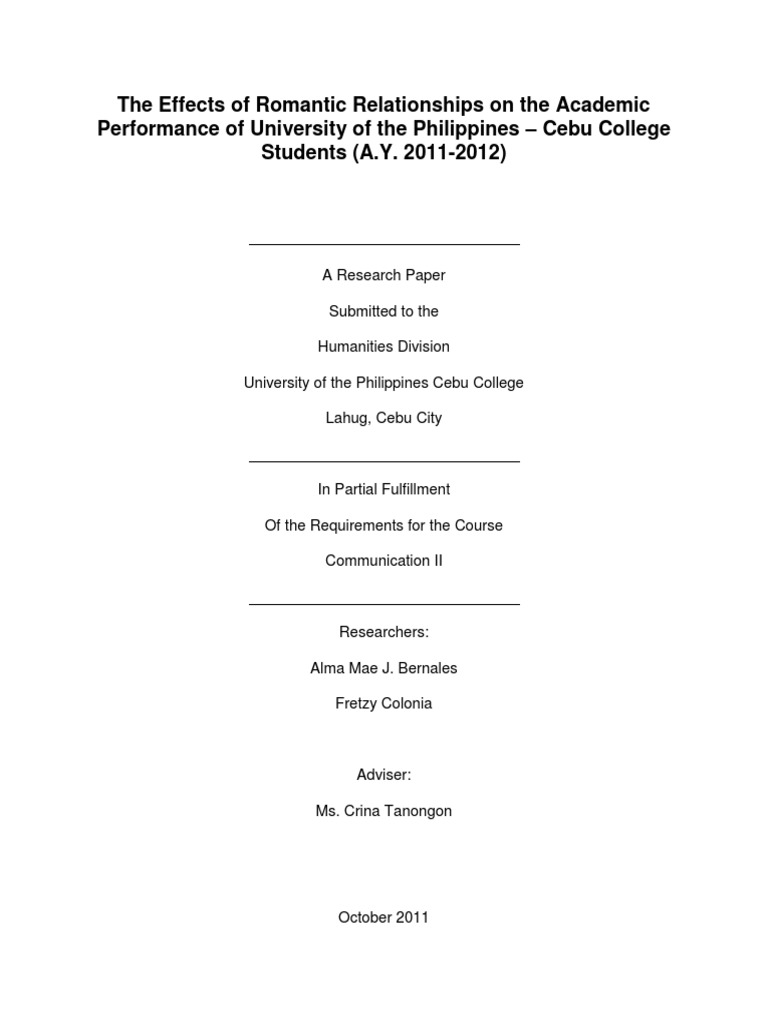 Impact of Romance on Academic Performance | PDF | Adolescence | Romance ...