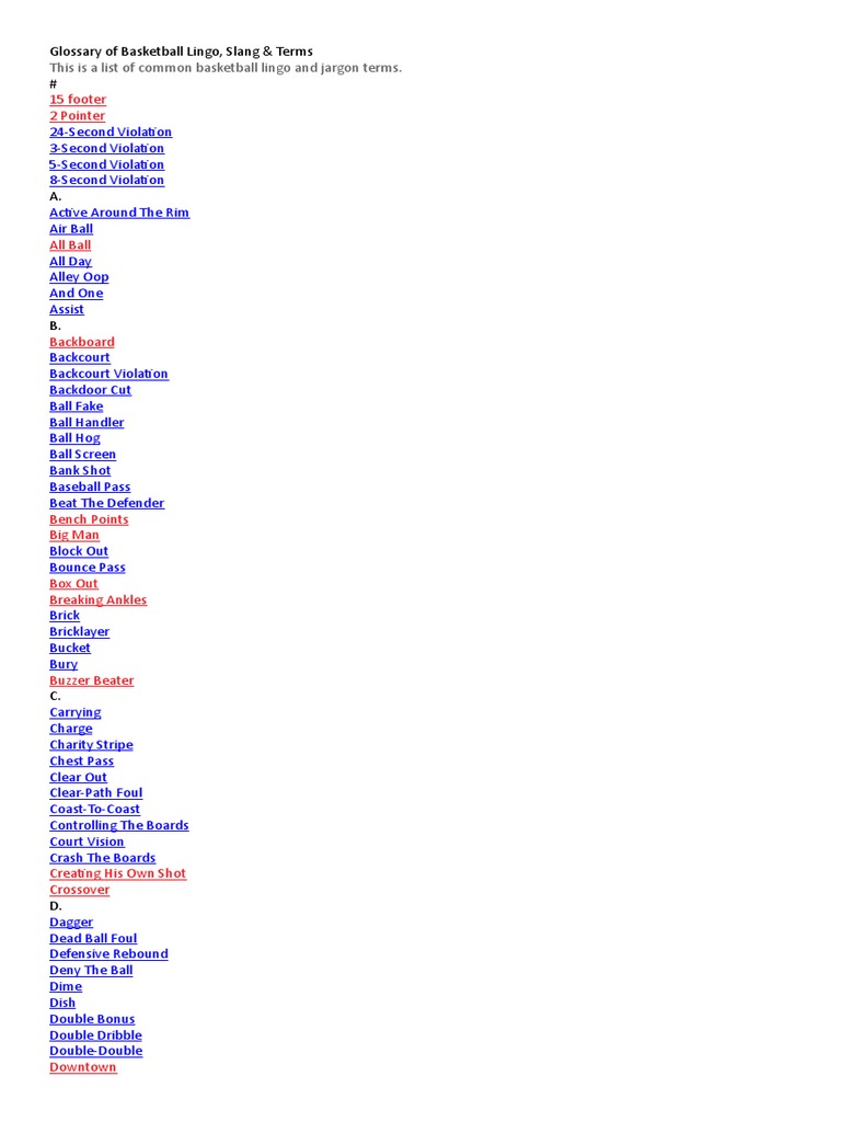 Sports Lingo PDF Sports Rules And Regulations Team Sports