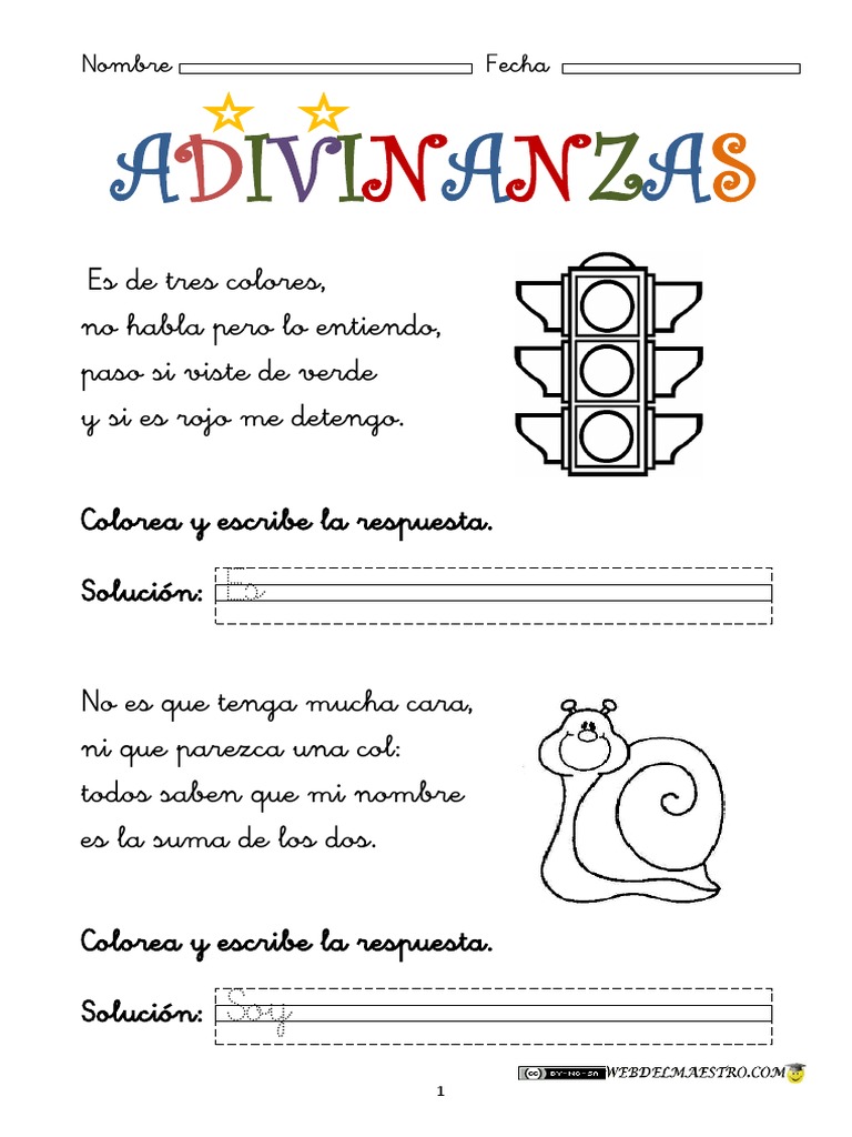 Adivinanzas para Niños en Cursiva | PDF | Artes del Lenguaje y ...